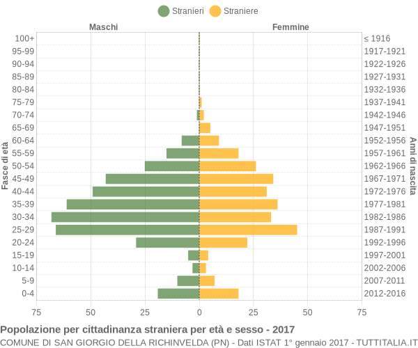 Grafico cittadini stranieri - San Giorgio della Richinvelda 2017