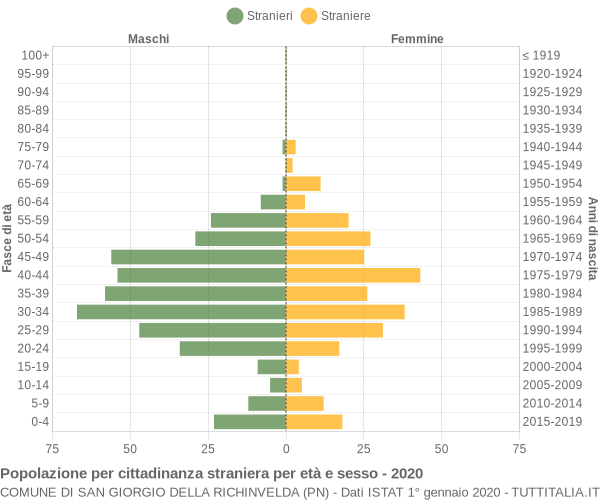 Grafico cittadini stranieri - San Giorgio della Richinvelda 2020