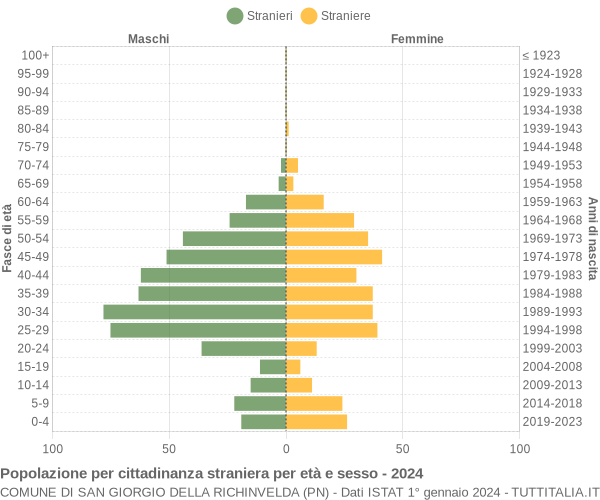 Grafico cittadini stranieri - San Giorgio della Richinvelda 2024