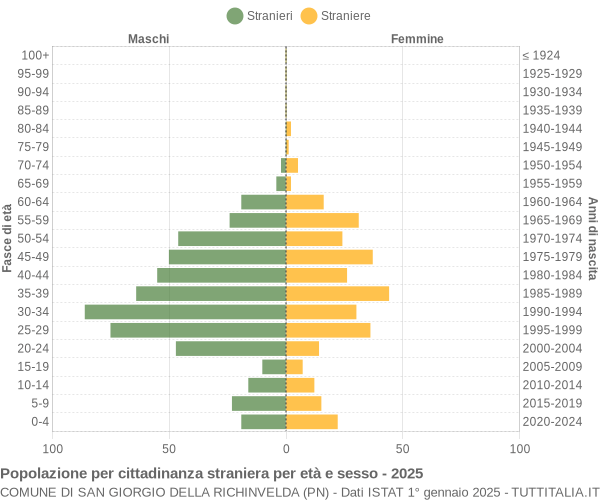 Grafico cittadini stranieri - San Giorgio della Richinvelda 2025