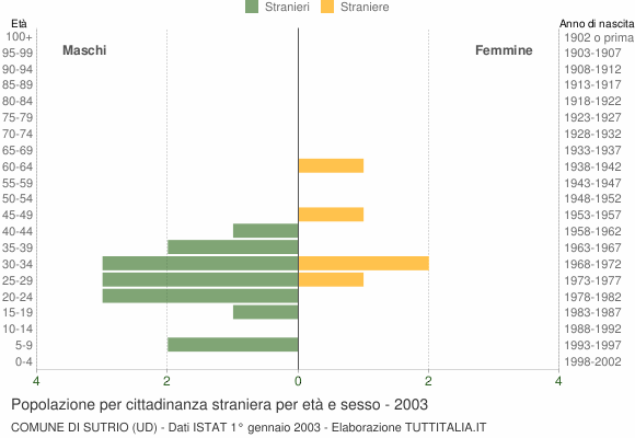 Grafico cittadini stranieri - Sutrio 2003