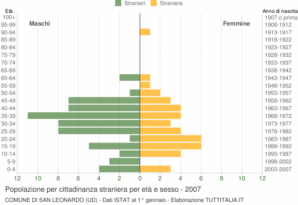 Grafico cittadini stranieri - San Leonardo 2007
