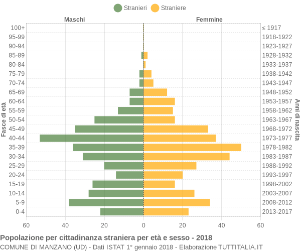 Grafico cittadini stranieri - Manzano 2018