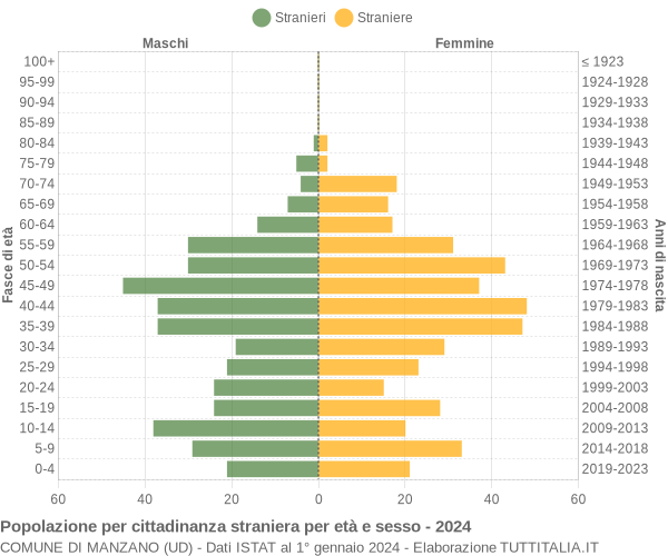 Grafico cittadini stranieri - Manzano 2024