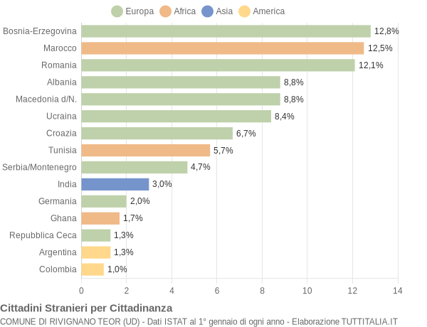 Grafico cittadinanza stranieri - Rivignano Teor 2005