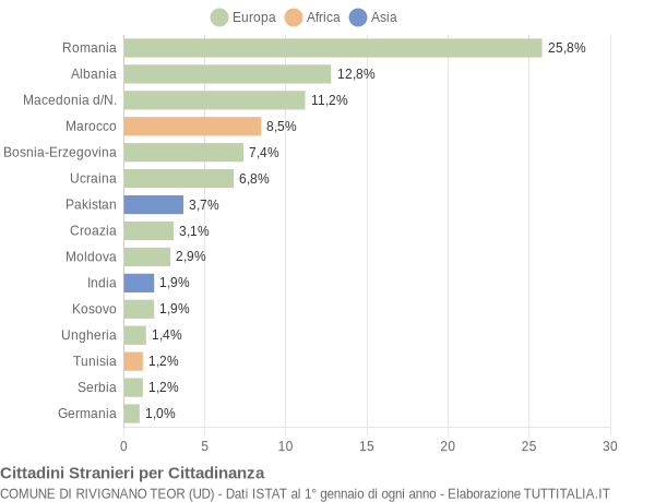 Grafico cittadinanza stranieri - Rivignano Teor 2019