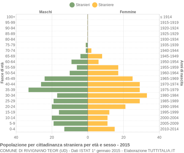 Grafico cittadini stranieri - Rivignano Teor 2015