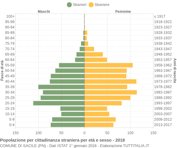 Grafico cittadini stranieri - Sacile 2018