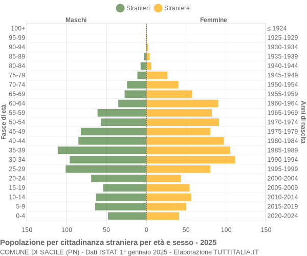 Grafico cittadini stranieri - Sacile 2025