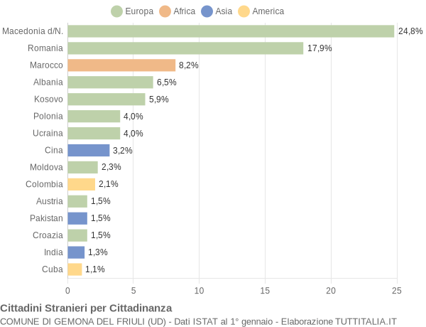 Grafico cittadinanza stranieri - Gemona del Friuli 2019