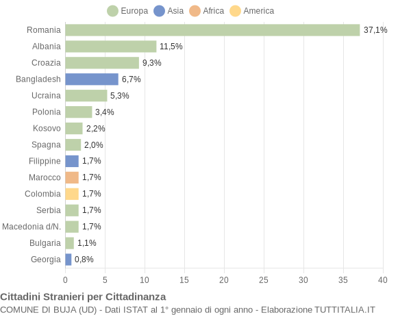 Grafico cittadinanza stranieri - Buja 2020