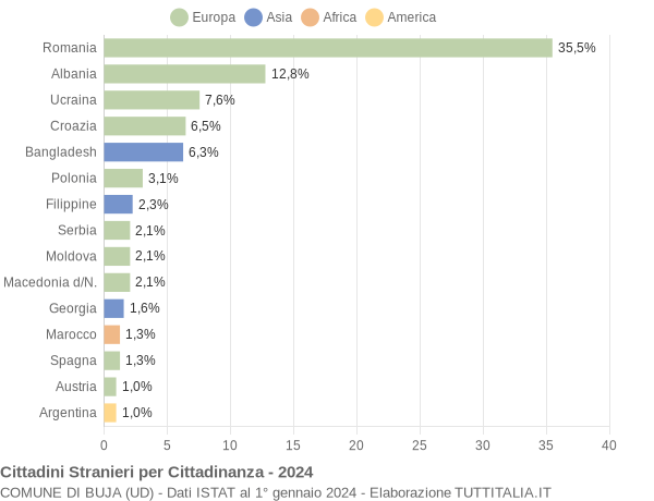 Grafico cittadinanza stranieri - Buja 2024