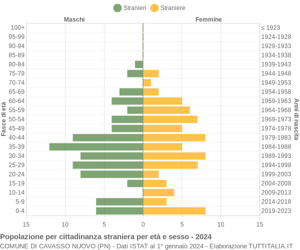 Grafico cittadini stranieri - Cavasso Nuovo 2024