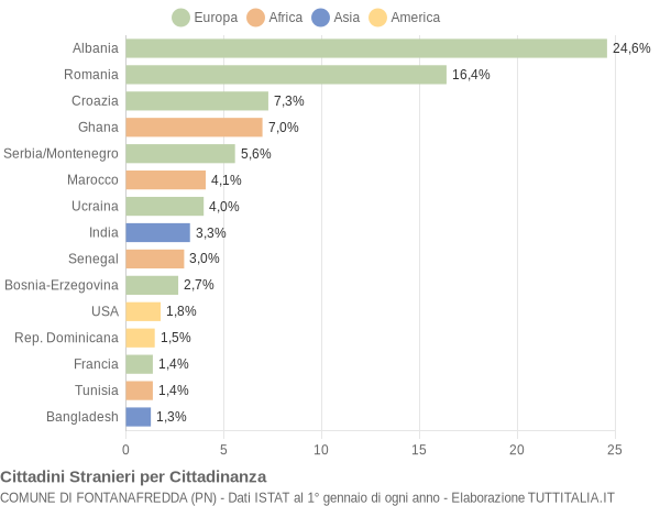 Grafico cittadinanza stranieri - Fontanafredda 2007