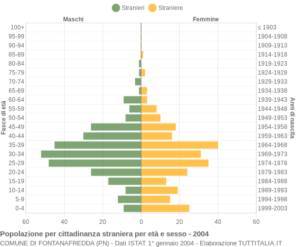 Grafico cittadini stranieri - Fontanafredda 2004