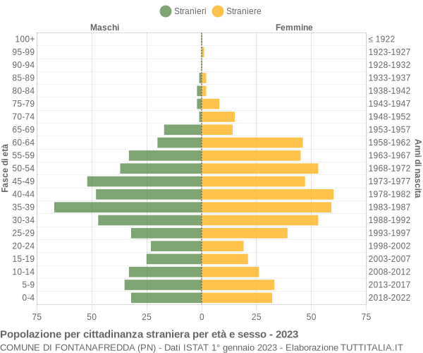 Grafico cittadini stranieri - Fontanafredda 2023