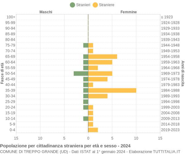 Grafico cittadini stranieri - Treppo Grande 2024