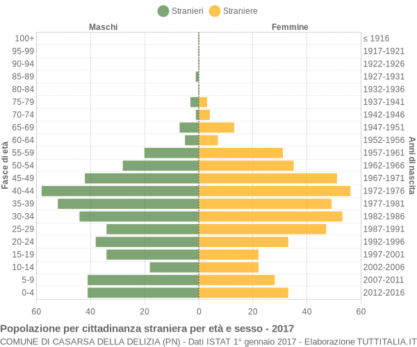 Grafico cittadini stranieri - Casarsa della Delizia 2017