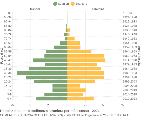 Grafico cittadini stranieri - Casarsa della Delizia 2024