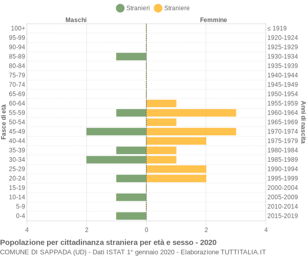 Grafico cittadini stranieri - Sappada 2020