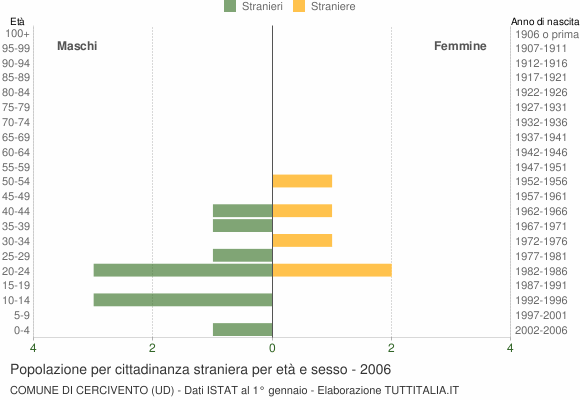 Grafico cittadini stranieri - Cercivento 2006