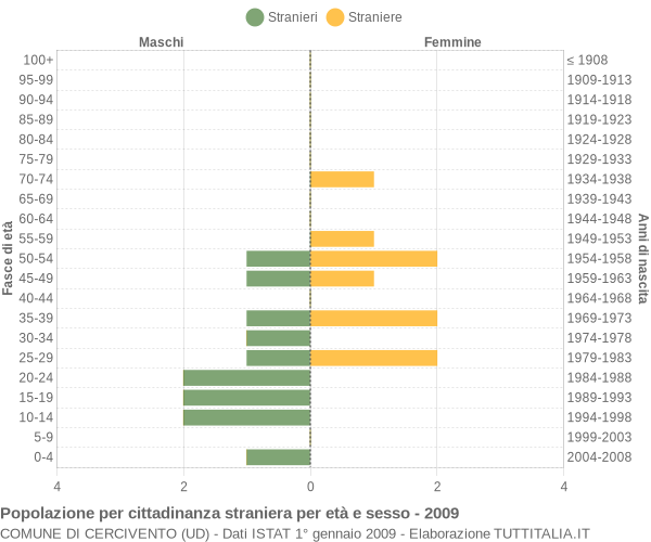 Grafico cittadini stranieri - Cercivento 2009