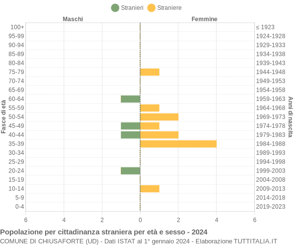 Grafico cittadini stranieri - Chiusaforte 2024