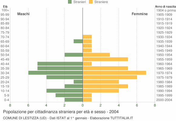 Grafico cittadini stranieri - Lestizza 2004
