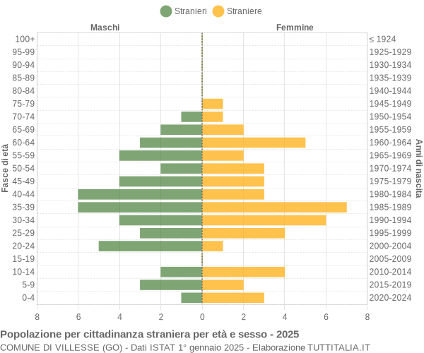 Grafico cittadini stranieri - Villesse 2025