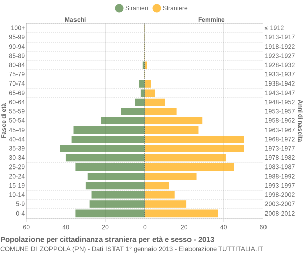 Grafico cittadini stranieri - Zoppola 2013