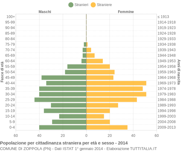 Grafico cittadini stranieri - Zoppola 2014