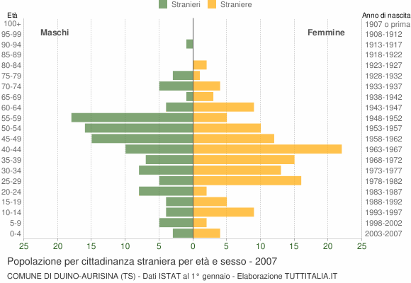 Grafico cittadini stranieri - Duino Aurisina 2007