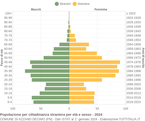 Grafico cittadini stranieri - Azzano Decimo 2024