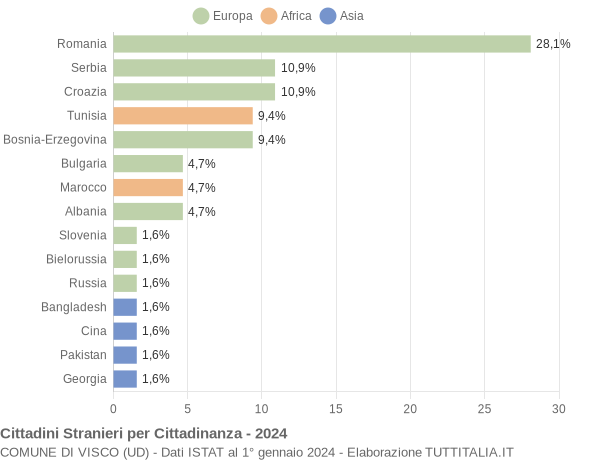 Grafico cittadinanza stranieri - Visco 2024