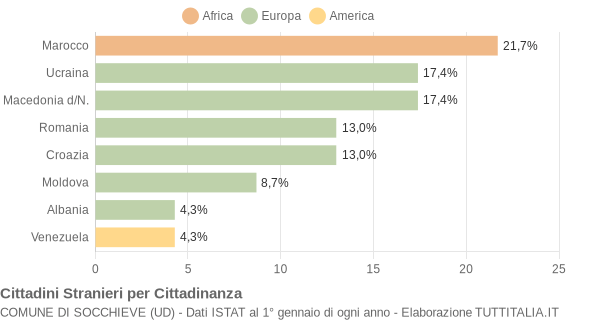 Grafico cittadinanza stranieri - Socchieve 2004