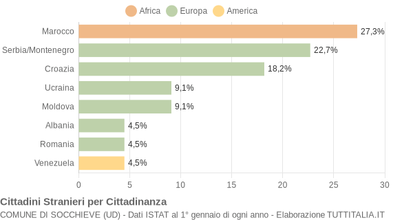 Grafico cittadinanza stranieri - Socchieve 2005