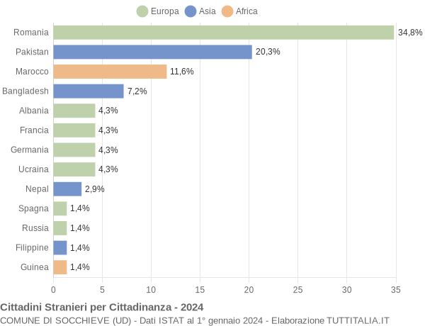 Grafico cittadinanza stranieri - Socchieve 2024