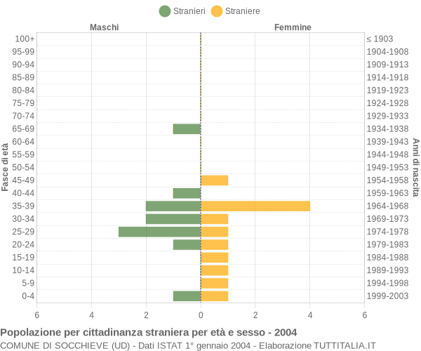 Grafico cittadini stranieri - Socchieve 2004