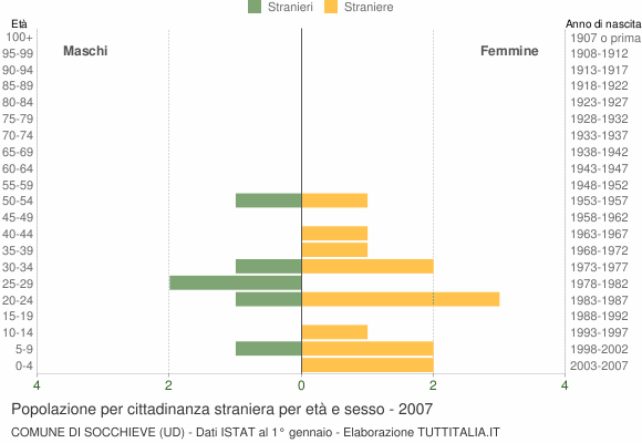 Grafico cittadini stranieri - Socchieve 2007
