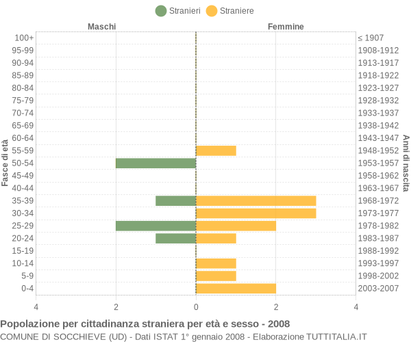 Grafico cittadini stranieri - Socchieve 2008