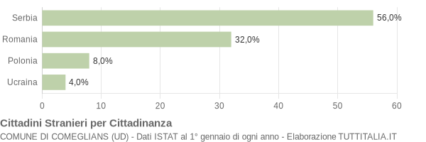 Grafico cittadinanza stranieri - Comeglians 2010