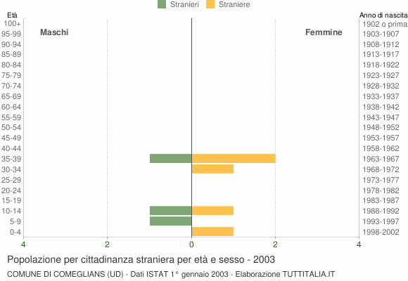 Grafico cittadini stranieri - Comeglians 2003