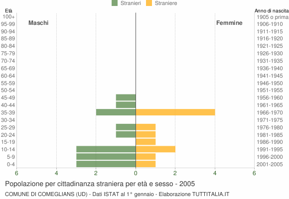 Grafico cittadini stranieri - Comeglians 2005