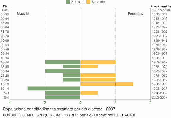 Grafico cittadini stranieri - Comeglians 2007