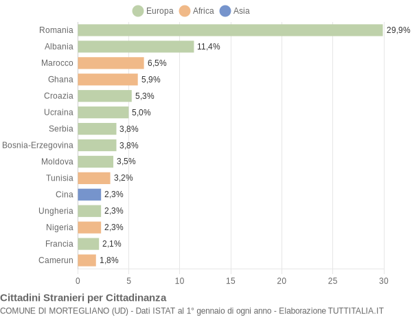 Grafico cittadinanza stranieri - Mortegliano 2009