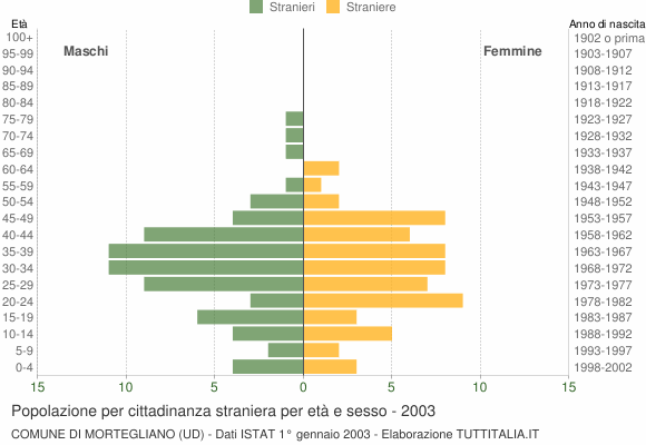 Grafico cittadini stranieri - Mortegliano 2003