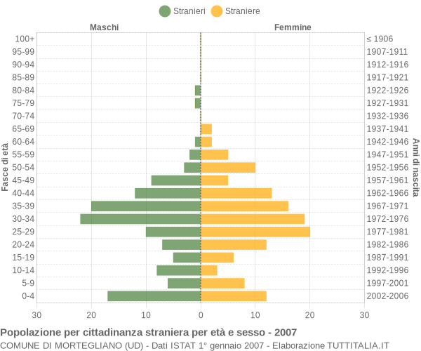 Grafico cittadini stranieri - Mortegliano 2007