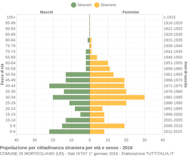 Grafico cittadini stranieri - Mortegliano 2016