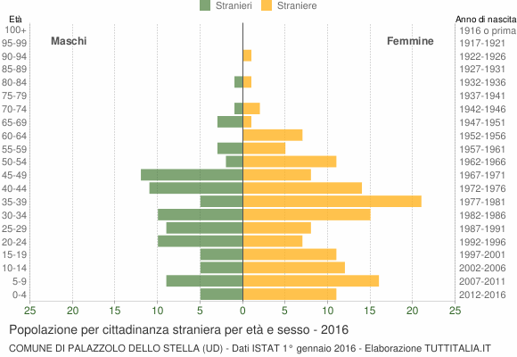 Grafico cittadini stranieri - Palazzolo dello Stella 2016
