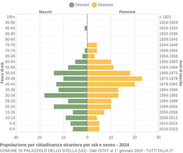 Grafico cittadini stranieri - Palazzolo dello Stella 2024